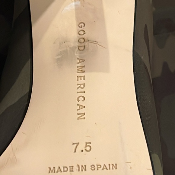 Good American Camo Neoprene Knee-High Heeled Boots | Size 7.5 | Gold Heel - Picture 4 of 6